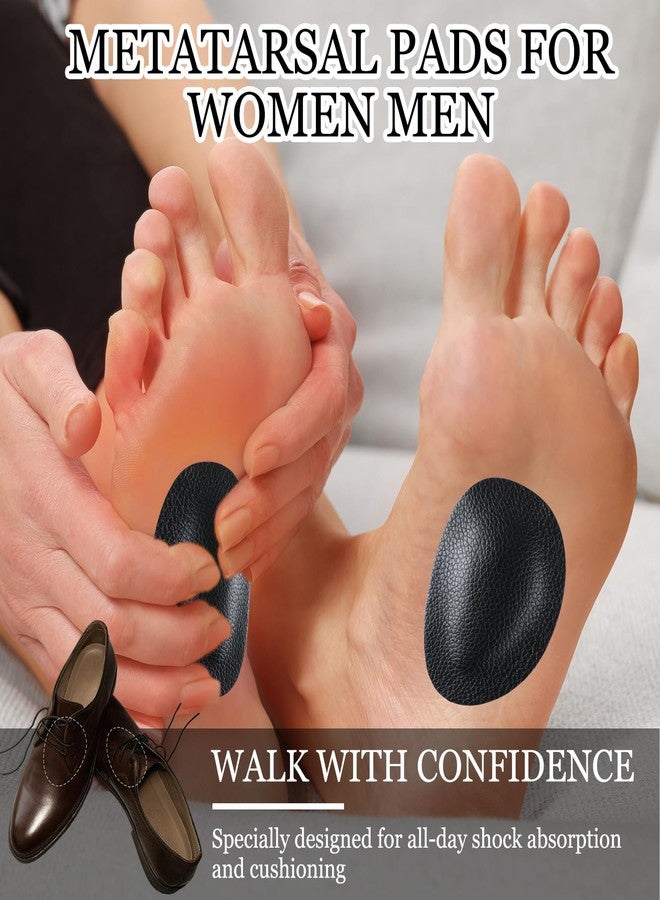 Threlaco ثريلاكو 4 أزواج من وسادات مشط القدم للنساء والرجال، مصنوعة من الجلد، تدعم قوس مشط القدم، وسادات لتخفيف آلام مشط القدم، وسادات قدم سميكة 1/3 بوصة (أسود). - Image 3